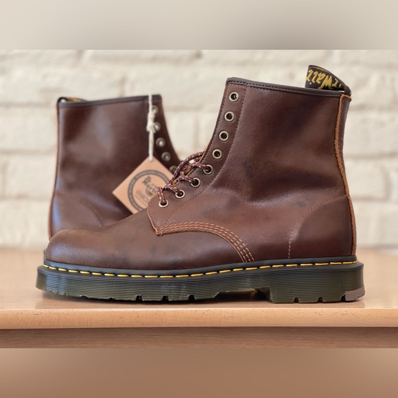 Dr. Martens 1460 SR Brown Slip Resistant Leather Lace Up Combat Boots Men Sz 11